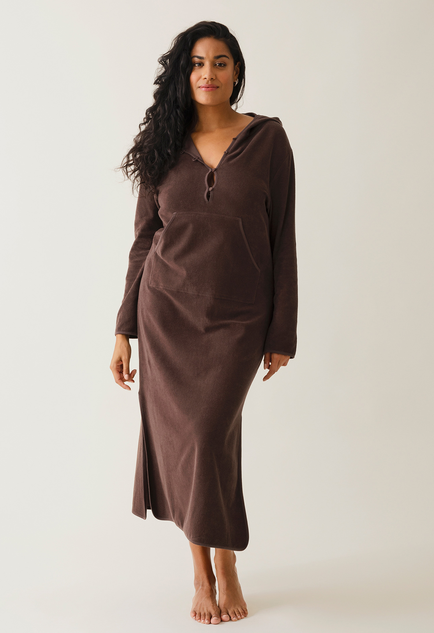 Terrycloth maternity caftan - Brown